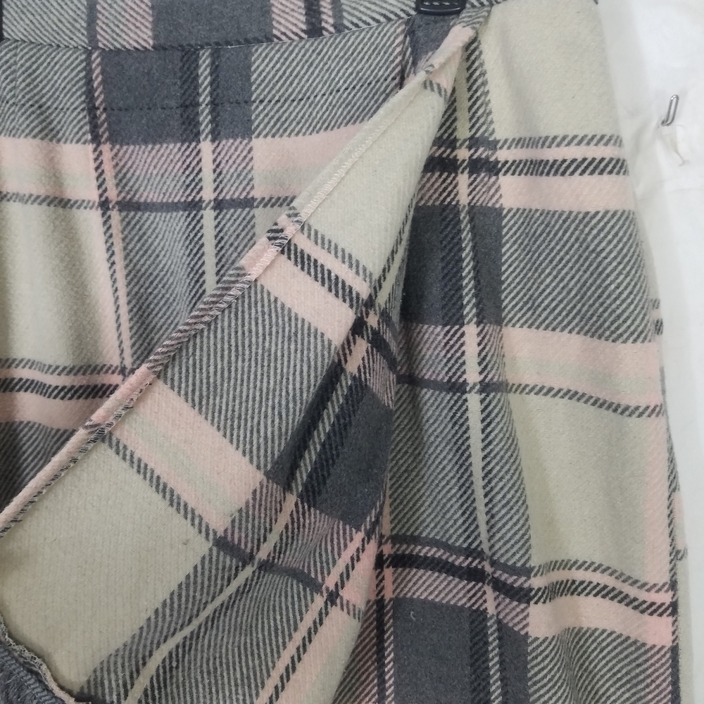 For cynthia plaid Fringe faux wrap skirt - Picture 5 of 10